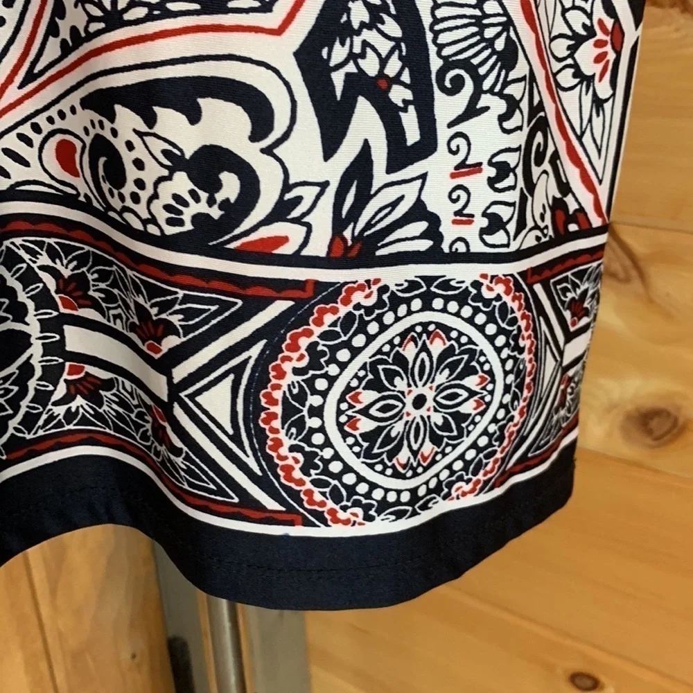 Melissa Paige red, white and black print shift dress Size Large